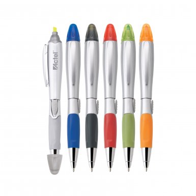 G1032 SILVER BLOSSOM BALLPOINT PEN/HIGHLIGHTER 