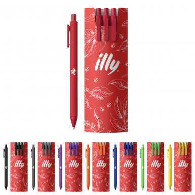 Ensemble de trois stylos à bille Alix et pochette personnalisée G1299