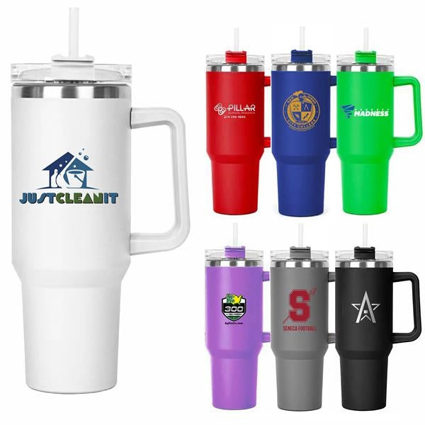 Tasse thermos en acier inoxydable à double paroi avec couvercle et paille 40 oz.