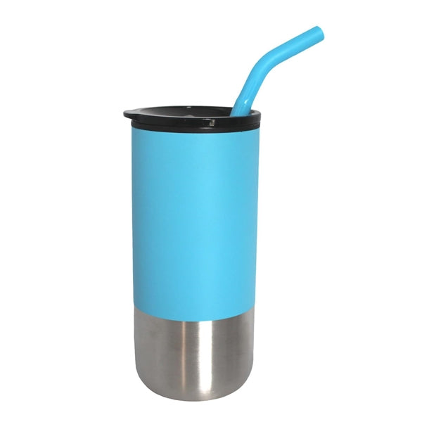 Tasse en acier inoxydable à double paroi Termoli avec paille 18 oz.