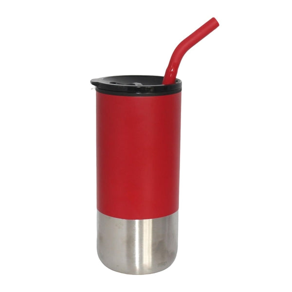 Tasse en acier inoxydable à double paroi Termoli avec paille 18 oz.