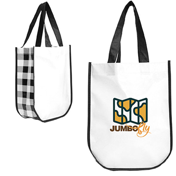 Laminated bag with lumberjack style check pattern